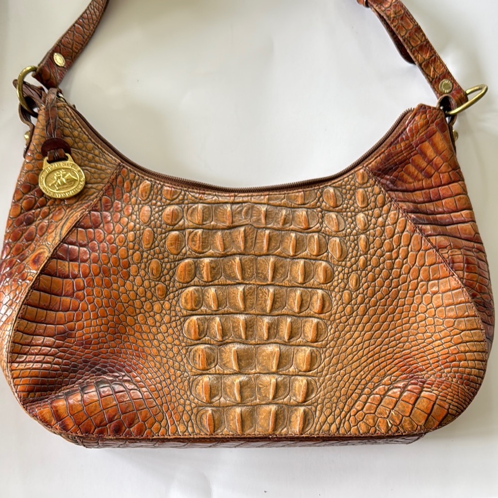 Dooney & Bourke Brown Crocodile Embossed Hobo Bag